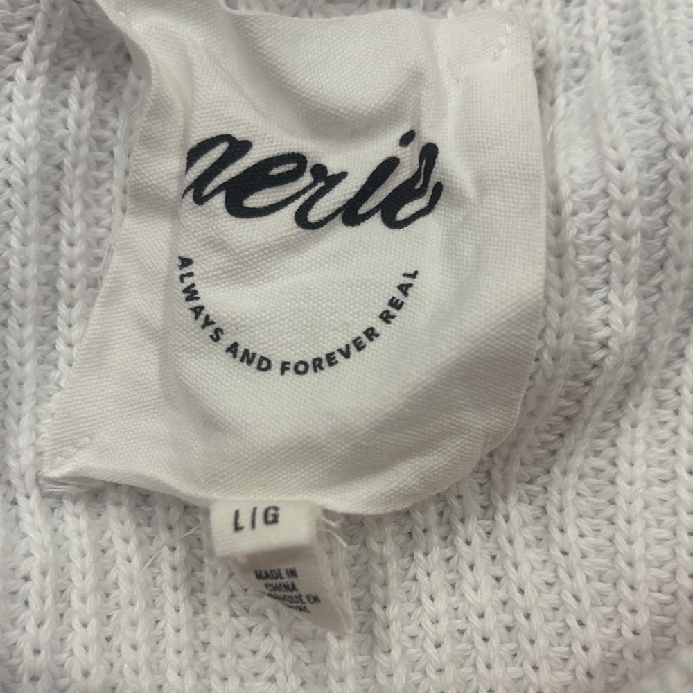 Aerie White and Red Striped Crew Neck Sweater - Picture 2 of 2